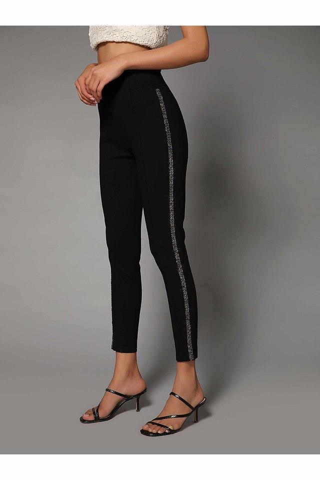 Buy Black High Rise Faux Suede Leggings for Women Online