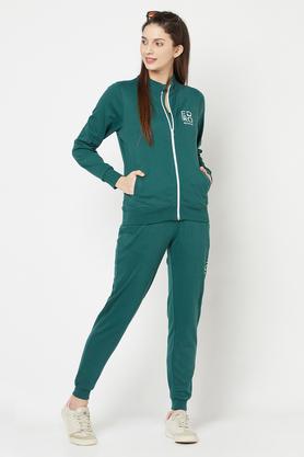 Buy EDRIO Solid Cotton Regular Fit Women's Tracksuit