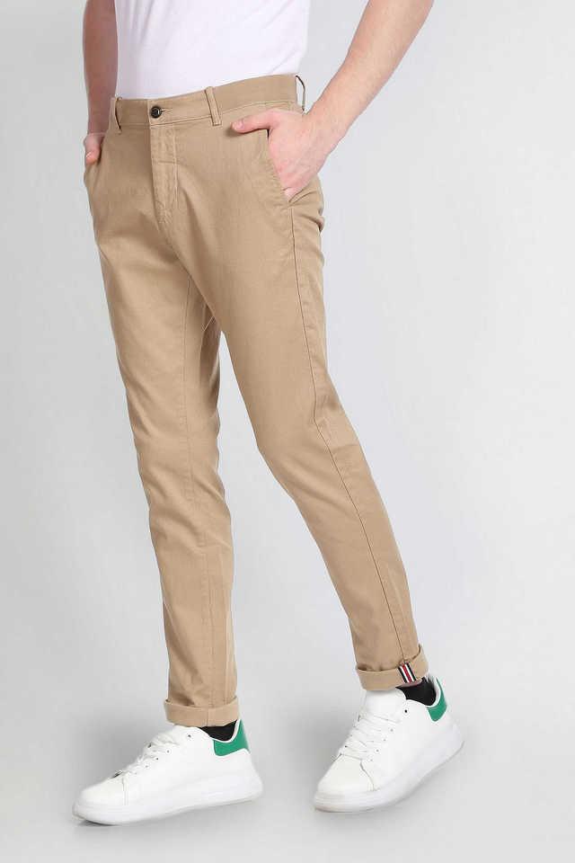 Buy COLOR PLUS Brown Printed Cotton Super Slim Fit Mens Trousers | Shoppers  Stop