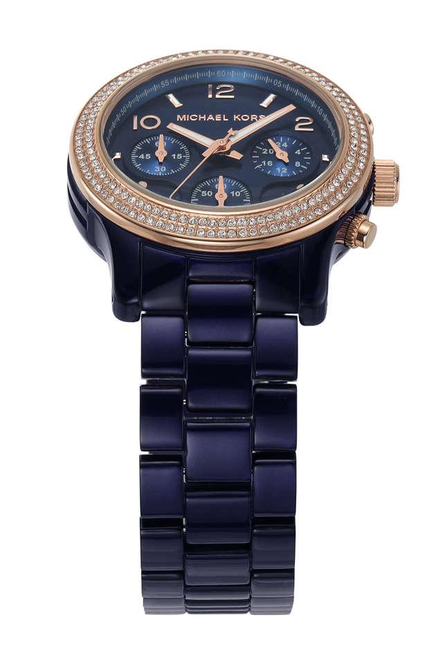 Buy MICHAEL KORS Runway 38 mm Blue Dial Metal & Acetate Chronograph Watch  For Women - MK7423I