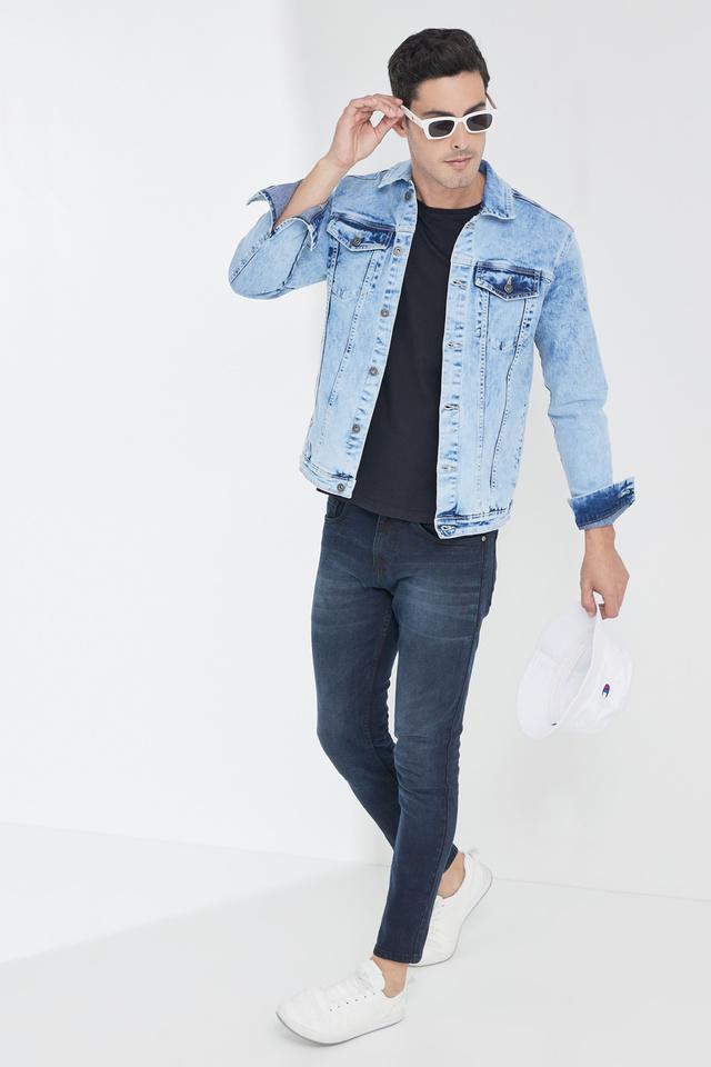 Cotton Blend Relaxed Fit Men's Casual Wear Denim Jacket