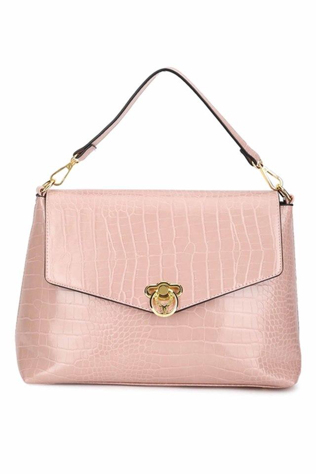 Allen solly pink solid best sale handheld bag