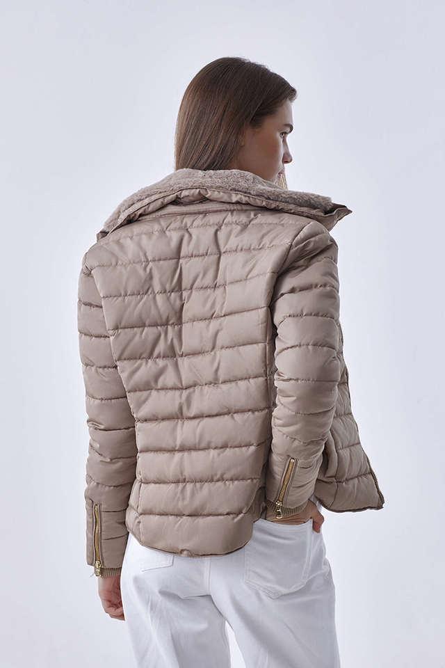 Buy COVERSTORY Natural Solid Polyester Round Neck Women's Puffer