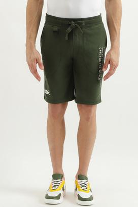 Buy UCB Solid Cotton Regular Fit Men s Shorts Shoppers Stop