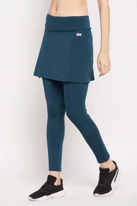 Buy CLOVIA Teal Snug-Fit High Rise Active Skirt with Attached