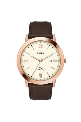 Buy TIMEX Mens 42.4 mm Empera Beige Dial Brown Leather Strap