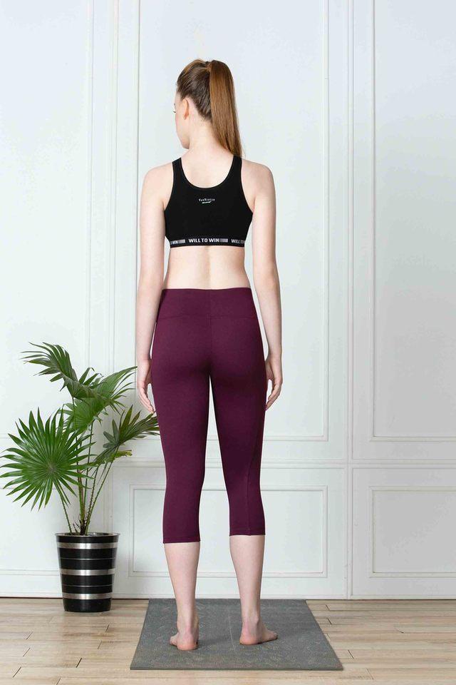 Buy VAN HEUSEN Purple Tight Fit Knee Length Polyester Stretch Women's  Activewear Capri