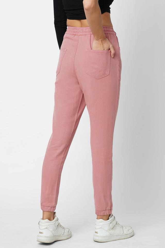 Buy KRAUS Baby Pink High Rise Cotton Blend Relaxed Fit Women's Joggers