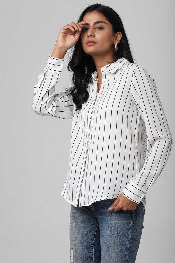 White striped 2025 shirt womens