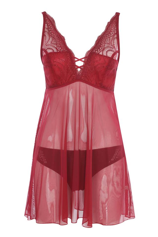 Sexy Pink Lace See Through Babydoll Lingerie - The Little Connection