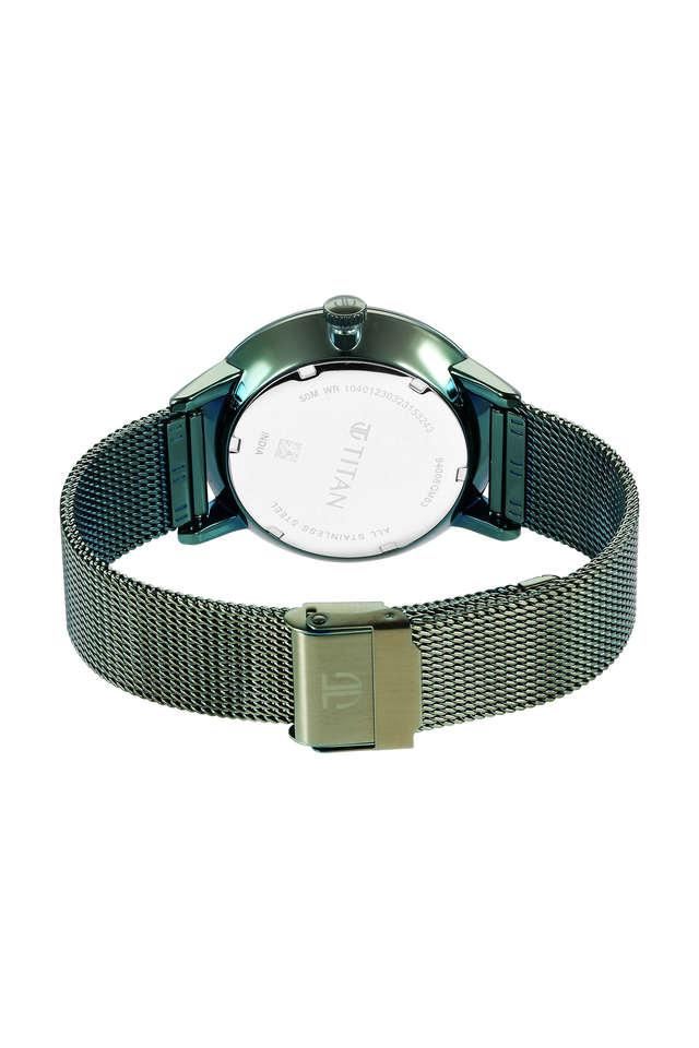 Rizzly Women Olive Green Brass Embellished Dial & Leather Textured Straps  Analogue Watch