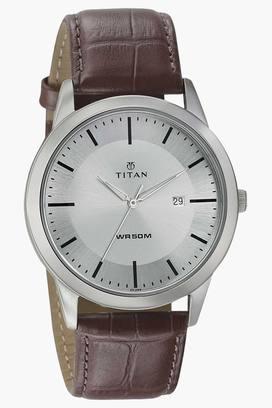 Buy TITAN Mens Analogue Leather Watch NK1596SL01 Shoppers Stop