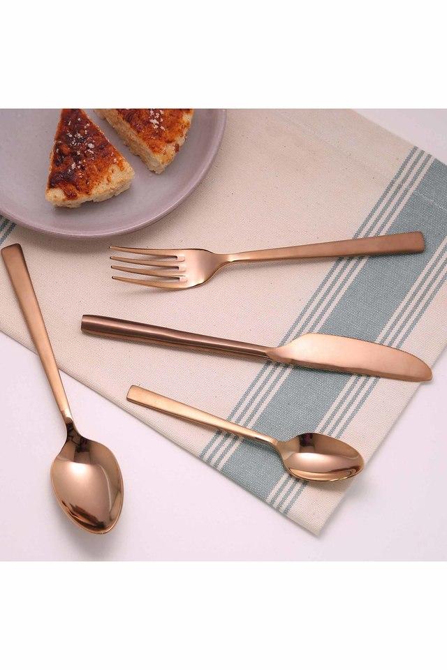 Buy ELLEMENTRY Pink Enigma Rose Gold Cutlery Set Of Four