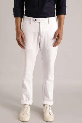 Regular Fit Linen trousers  White  Men  HM IN