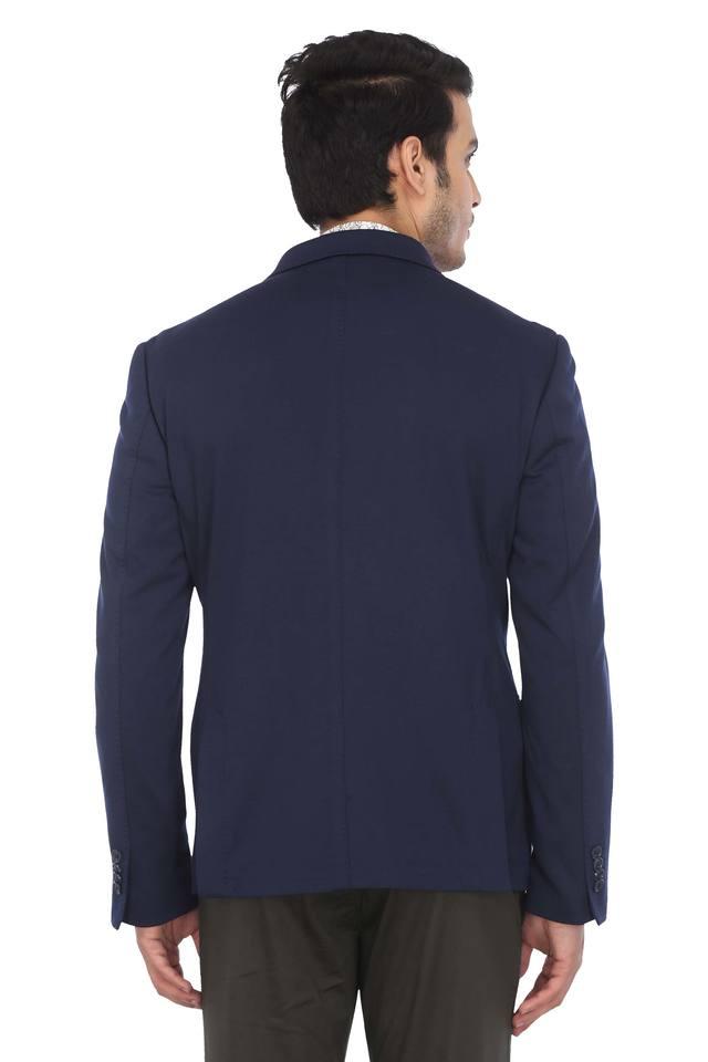 Buy CELIO Blue Mens Notched Lapel Slub Blazer