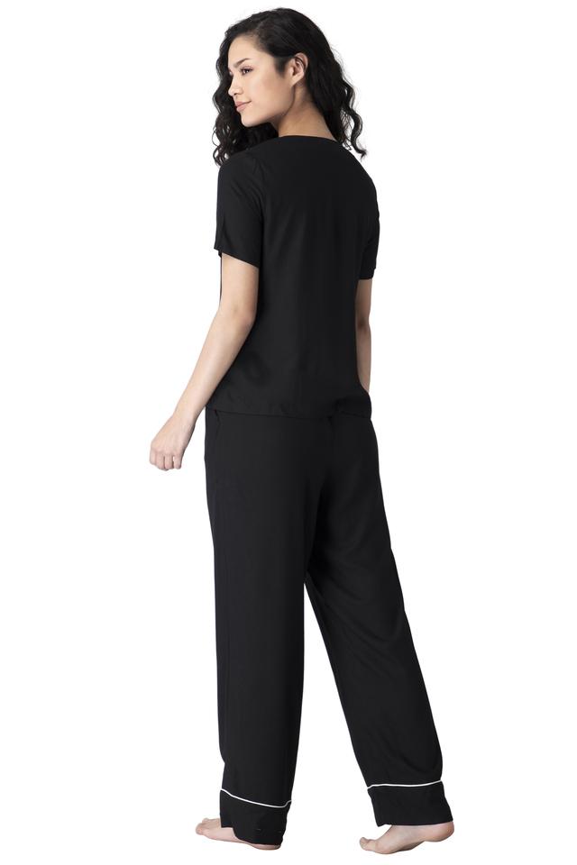 Buy FABALLEY Black Half Sleeves Casual Wear Womens Loungewear