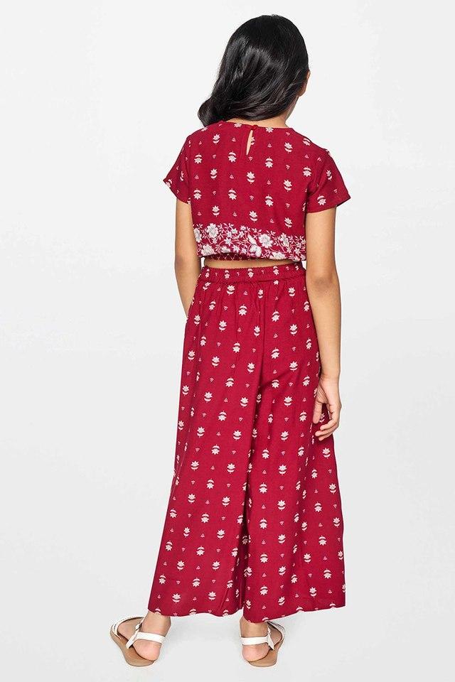 Floral Viscose V- Neck Girls Fusion Wear Jumpsuits