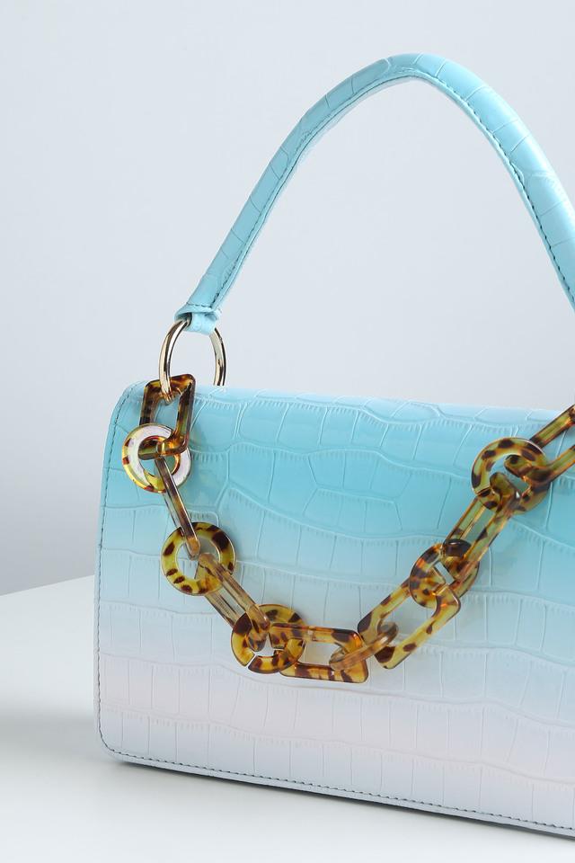 APEDE MOD Blue Lizard Skin Pattern Shoulder Bag | MADA IN CHINA