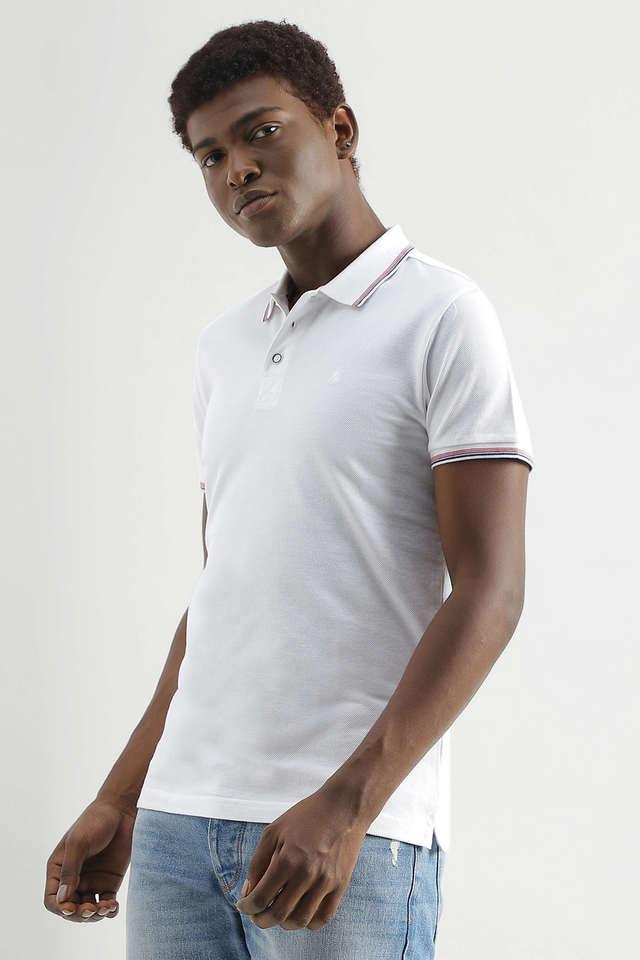 Buy UNITED COLORS OF BENETTON White Solid Cotton Lycra Regular Fit