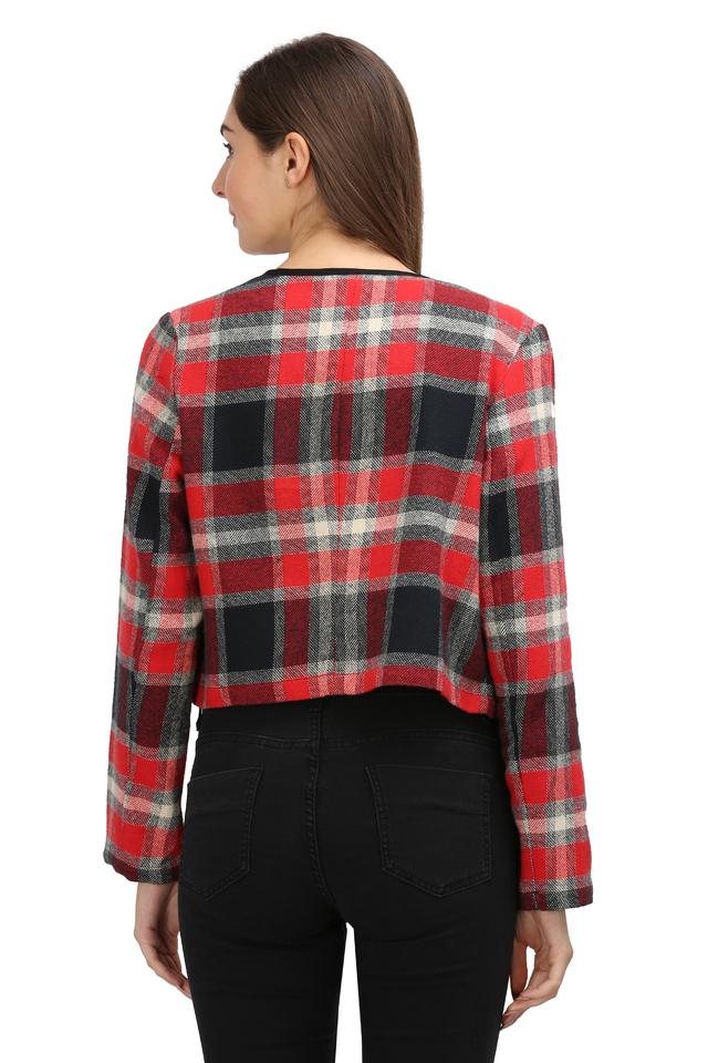 Red checked hot sale jacket womens