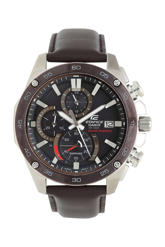 Buy CASIO Mens Edifice Black Dial Leather Chronograph Watch