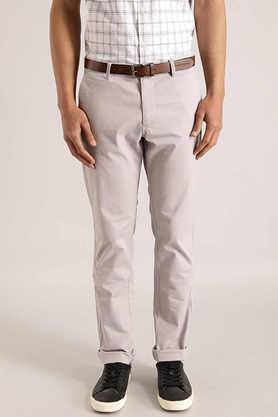 Solid Cotton Stretch Slim Fit Men's Trousers