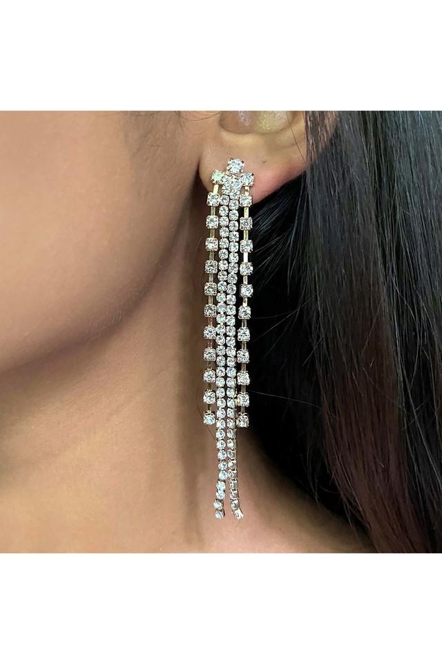 Long drop hot sale diamond earrings