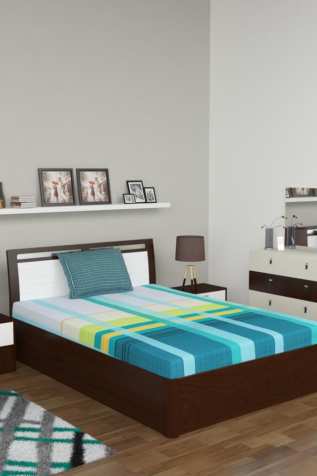 Buy PORTICO Verve Check Single Bed Sheet with 1 Pillow Cover Shoppers