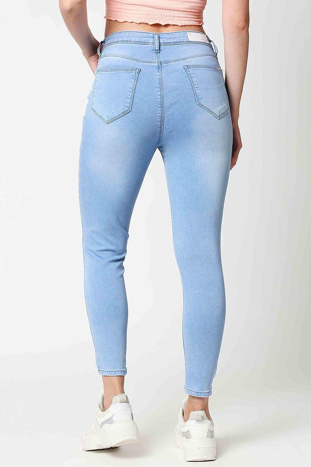 Skinny Fit Ankle Length Cotton Polyester Womens Jeans