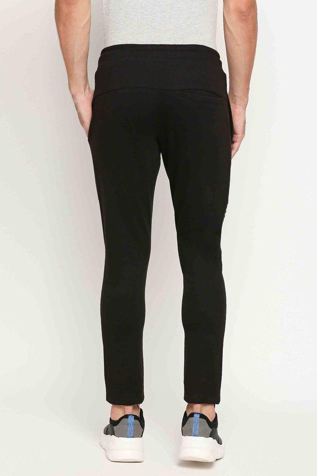 Shop BLACK Solid Knit Cotton Joggers Online