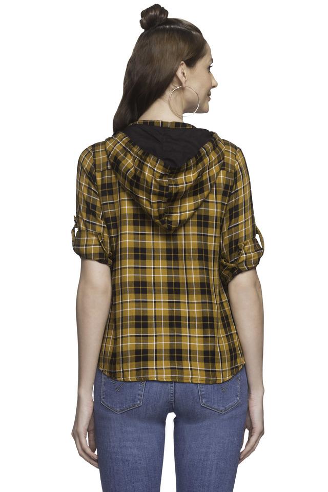 Hooded checked hotsell shirts for womens