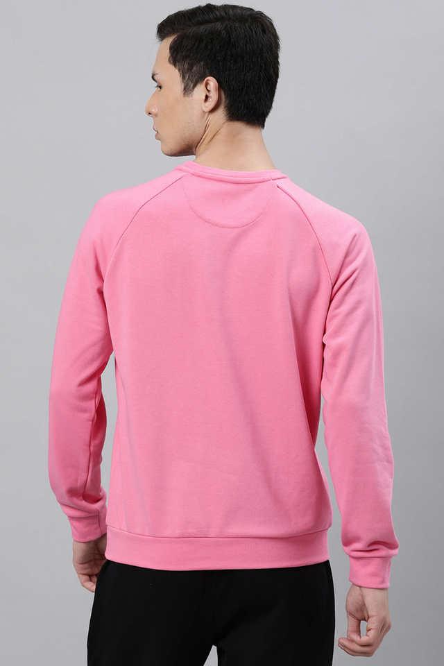 Buy ARTICALE Pink Solid Cotton Crew Neck Men's Sweatshirt