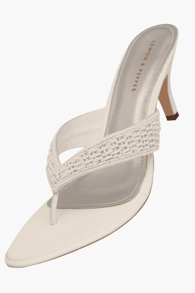 Buy LEMON PEPPER White Womens Ethnic Slipon Heel Sandal