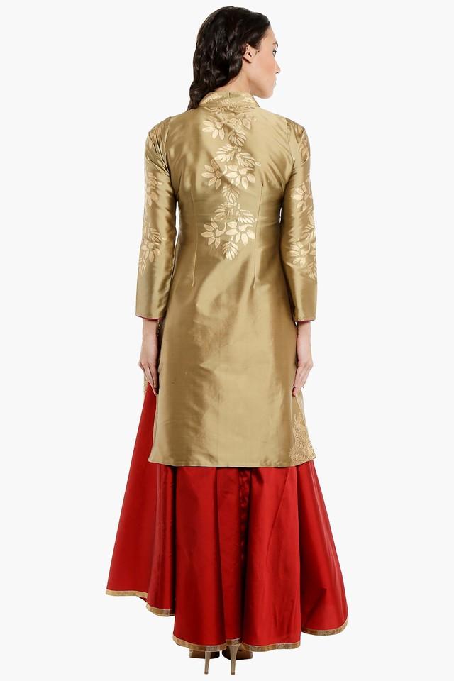 Top more than 82 golden skirt with long kurti latest POPPY
