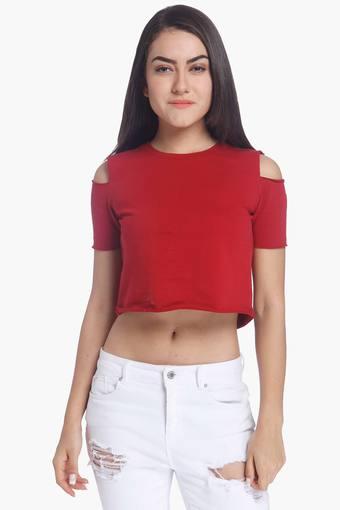 black cold shoulder crop top