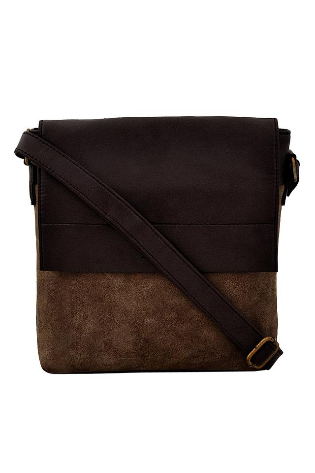 Buy YELLOE Brown Synthetic Leather Magnetic Closure Women s Casual Messenger Bag Shoppers Stop