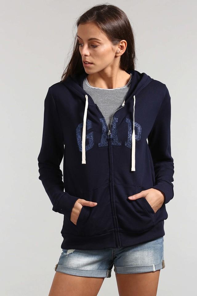 Buy GAP undefined Womens Blue Logo Applique Hooded Sweatshirt Shoppers Stop