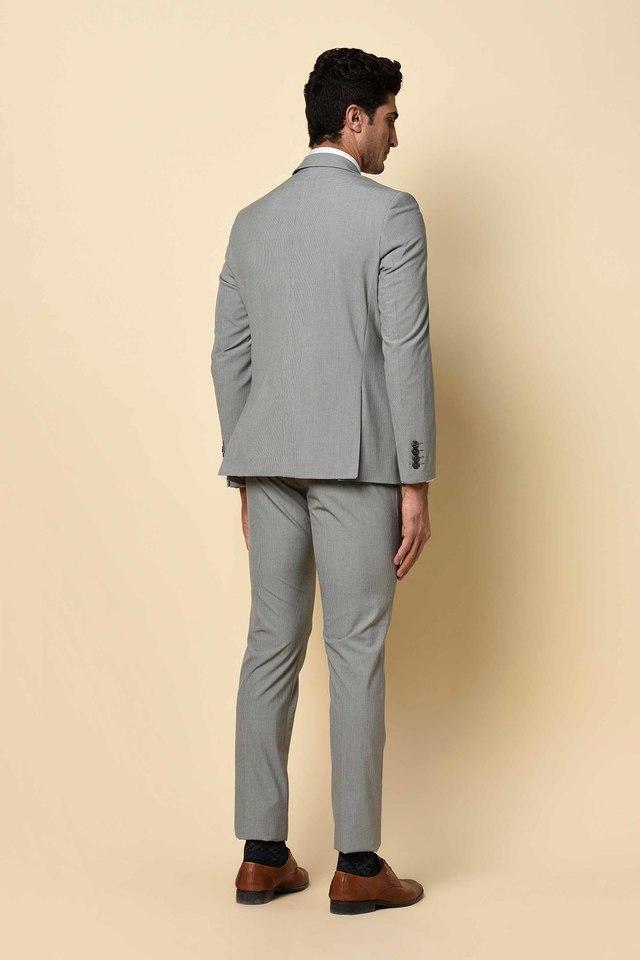 Buy BLACKBERRYS Grey Structured Polyester Viscose Terry Slim Fit Mens Suit  | Shoppers Stop