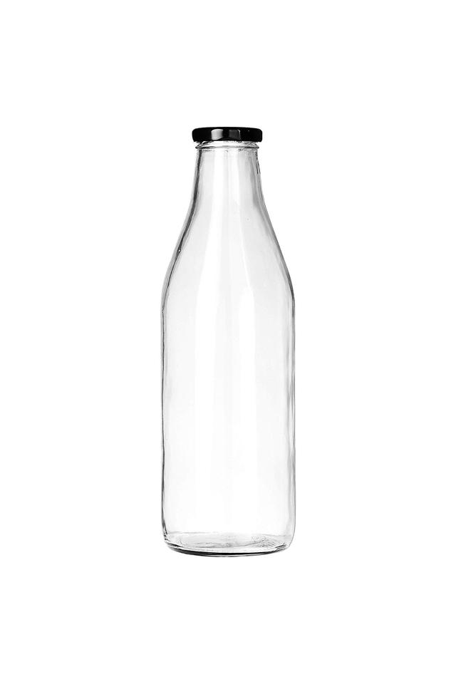 Buy SMARTSERVE Glass Water Bottle Transparent With Black Lid Set