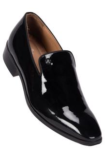 Buy LOUIS PHILIPPE Black Mens Patent Leather Slipon Loafers