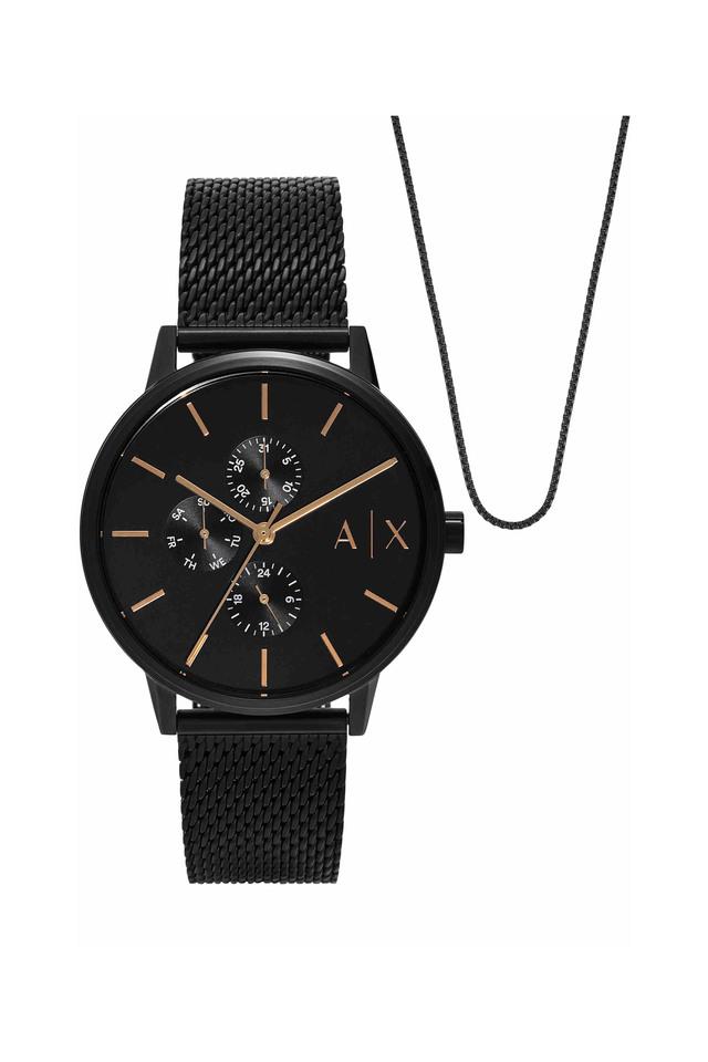 う*中様 ARMANI EXCHANGE クォーツ腕時計/レザー/BLK/AX2