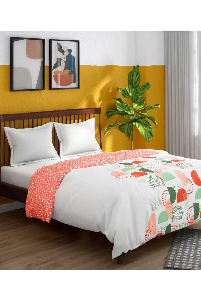 Buy PORTICO Printed 80 GSM Peach Color Double Size Comforter Shoppers