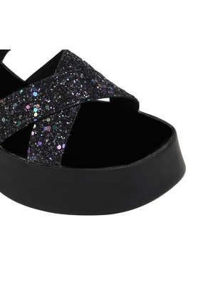 Platform slip on sandals black hot sale