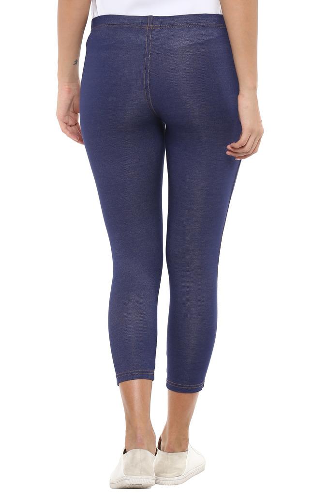 Buy GO COLORS Blue Womens Slub Leggings