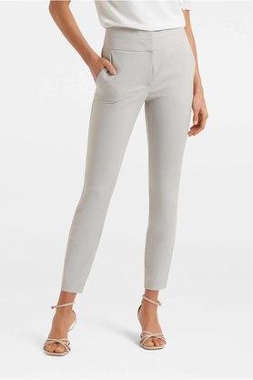 Women Grey Slim Fit Solid Casual Trousers