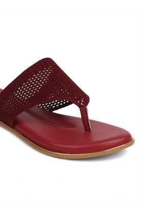 Red leather flip online flops womens