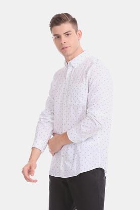 Mens White Lived In Stretch Long Sleeve Poplin Casual Shirt