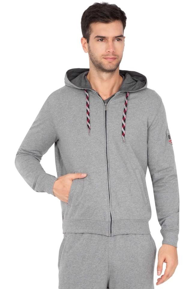 Buy JOCKEY Grey Melange Mens Hooded Slub Sweatshirt Shoppers Stop