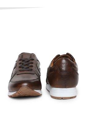 Buy JACK AND JONES Brown Leather Low Tops Lace Up Mens Sneakers