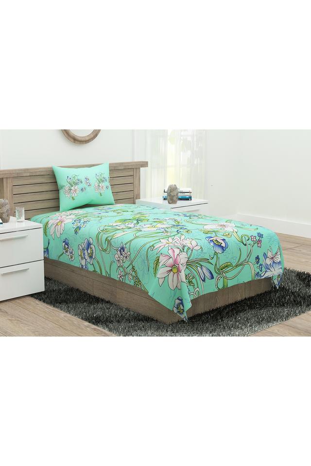 Buy PORTICO Floral Printed Single Bed Sheet with Pillow Cover